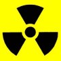 radiazioni, cartello di avviso rovesciato